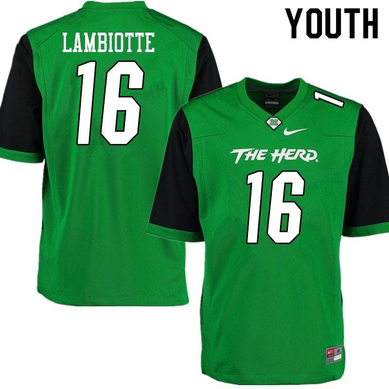 Youth #16 Joel Lambiotte Marshall Thundering Herd College Football Jerseys Sale-Gren